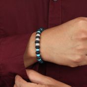 Namensarmband aus Lavastein und Türkisblauem Howlith - Sterlingsilber