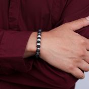 Bracciale con Nome in Pietra Lavica e Labradorite - Argento 925