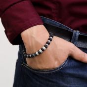 Bracciale con Nome in Pietra Lavica e Labradorite - Argento 925