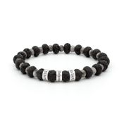 Lava en Labradoriet Naam Armband - Sterling Zilver