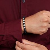 Lava en Labradoriet Naam Armband - Sterling Zilver