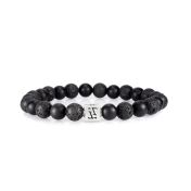 Klassisches Armband mit Onyx und Lavastein für Damen [Sterlingsilber]