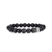 Klassisches Armband mit Onyx und Lavastein für Damen [Sterlingsilber]