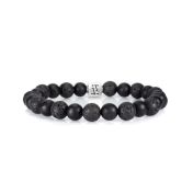 Klassisches Armband mit Onyx und Lavastein für Damen [Sterlingsilber]