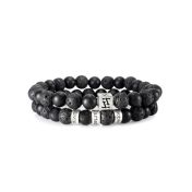 Klassisches Armband mit Onyx und Lavastein für Damen [Sterlingsilber]