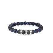 Pulsera de Piedra de Lava y Lapislázuli con Nombre - Plata de Ley