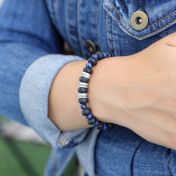 Lava and Lapis Women Name Bracelet [Sterling Silver]