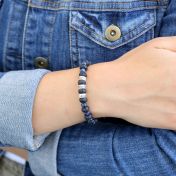 Lava and Lapis Women Name Bracelet [Sterling Silver]