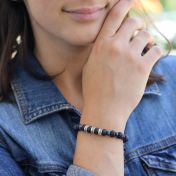 Lava and Lapis Women Name Bracelet [Sterling Silver]
