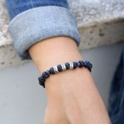 Lava and Lapis Women Name Bracelet [Sterling Silver]
