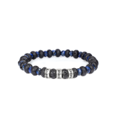 Lava and Lapis Women Name Bracelet [Sterling Silver]