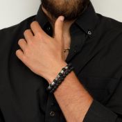 Lava Stone Evil Eye Men Name Bracelet