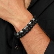 Lava Stone Evil Eye Men Name Bracelet