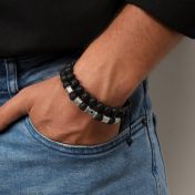 Lava Stone Evil Eye Men Name Bracelet