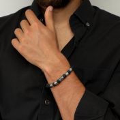 Hamsa Herrenarmband aus Lavastein mit Gravur