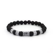 Hamsa Herrenarmband aus Lavastein mit Gravur