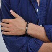 Lava Stone Om Men Bracelet