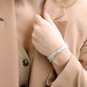 Pulsera Personalizada Familiar - Ante Gris Claro [Plata de Ley]