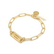 Paperclip Stil Armband mit graviertem Balken [750er vergoldet]