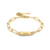 Paperclip Stil Armband mit graviertem Balken [750er vergoldet]