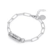 Bracelet Barre Hexa Gravée à Chaîne Trombone [Argent 925]