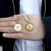 Collar de Hombre con Nombre Corazón de León - Plata Bañada en Oro