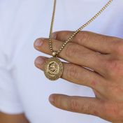 Collar de Hombre con Nombre Corazón de León - Plata Bañada en Oro