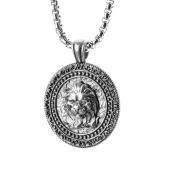 Löwenherz Herrenkette mit Koordinaten - Sterlingsilber