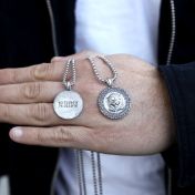 Löwenherz Herrenkette mit Koordinaten - Sterlingsilber