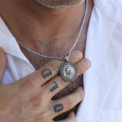 Löwenkette für Herren mit Koordinaten in 925er Sterlingsilber