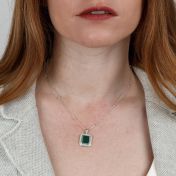 Berührung der Natur Malachit Halskette - Mit Weißen Kristallen [Sterlingsilber]