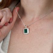 Berührung der Natur Malachit Halskette - Mit Weißen Kristallen [Sterlingsilber]