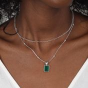 Touch of Nature Malachite Necklace - Vertical [Sterling Silver]