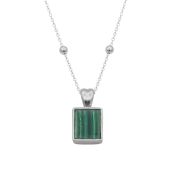 Touch of Nature Malachite Necklace - Vertical [Sterling Silver]