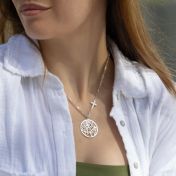 Precious Spot Map Necklace with Diamond Cross [Sterling Silver]