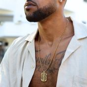 Map Tag Necklace For Men - 18K Gold Plated