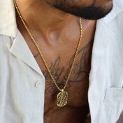 Map Tag Necklace For Men - 18K Gold Plated