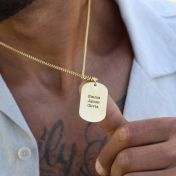 Map Tag Necklace For Men - 18K Gold Plated