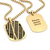 Collier Plaque Carte Silhouette pour Homme - Plaqué Or 18ct