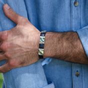 Matt Onyx and Abalone Men Name Bracelet
