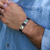 Matt Onyx and Abalone Men Name Bracelet
