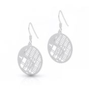 Memories Circle Map Earrings [Sterling Silver]