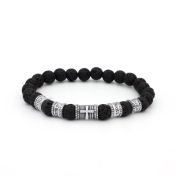 Cross Men Name Bracelet With Lava Stones