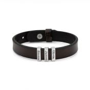 Wanderer's Journey Men Name Bracelet - Dark Brown Leather