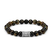 Compass Men Bracelet with Green Tiger Eye Stones