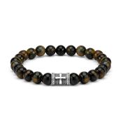 Cross Men Bracelet with Green Tiger Eye Stones