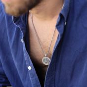 Collier Boussole Famille Gravé pour Homme - Argent 925