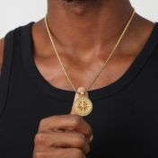 Gegraveerde Familie Kompas Ketting voor Mannen - 18K Goud Verguld