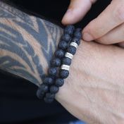 Bracelet Pierre de Lave avec Prénoms pour Homme