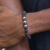 Bracelet Pierre de Lave avec Prénoms pour Homme